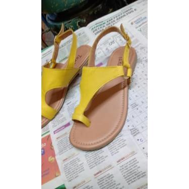 Imagem de Sandalia Rasteira Feminina de Dedo (Amarelo, BR, Adulto, Numérico, M, 38)