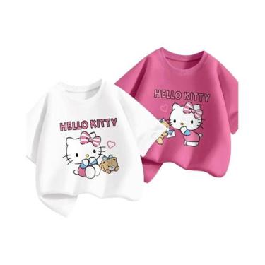 Imagem de Camisetas De Algodão 100% Para Meninas Bebês Com Estampa Da Hello Kitt