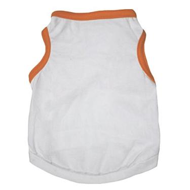 Imagem de Petitebella Camisa lisa com bainha branca para cachorro (branca/laranja, grande)