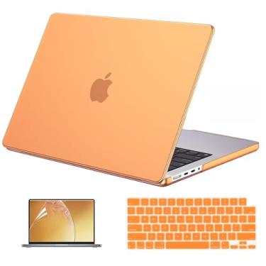 Imagem de EooCoo Capa compatível com MacBook Pro 35.6 cm M5 2025 2024-2021 M4 M3 M2 M1 Pro Max Chip, capas rígidas com capa de teclado, protetor de tela - laranja fosco
