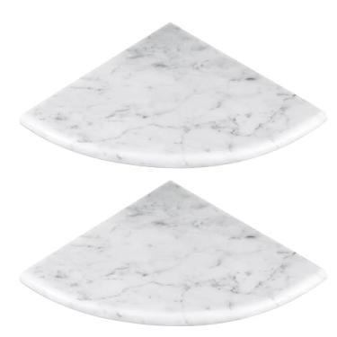 Imagem de Chunful Prateleira de chuveiro de canto de mármore branco para banheiro 22 x 23 cm montada na parede em ambos os lados, prateleiras de canto de mármore polido, suporte de chuveiro para parede de