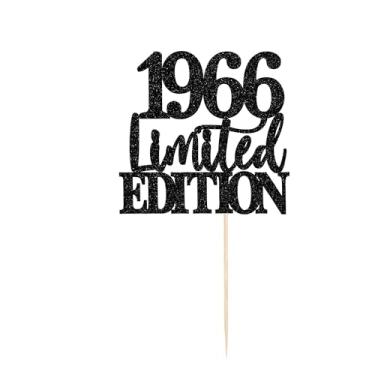 Imagem de Rsstarxi 1 pacote de topo de bolo de 60º aniversário edição limitada 1966 decorações de bolo decorações de 60 anos para mulheres homens torcidas para 60 anos decorações de festa de aniversário preto