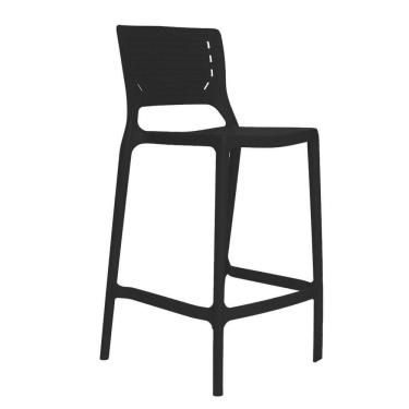 Imagem de Banqueta Alta Cozinha Preta Empilhável Saturno Em Polipropileno Acrilys