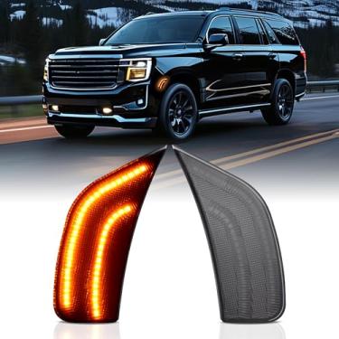 Imagem de HECASA Luzes de LED para para-lama dianteiro, compatíveis com GMC Yukon/Yukon GG/Yukon Denali Chevy Tahoe Cadillac Escalade/Escalade ESV 2021-2024, lâmpadas de seta para para-choques suburbanos