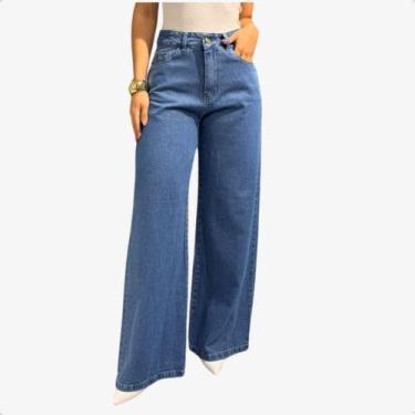 Imagem de Calça Jeans Wide Leg Feminina Moda Elegante Look Confortável - Dixon J