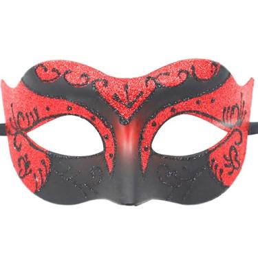 Imagem de HGJST Masquerade Mask for Men, Halloween Venetian Adult Masquerade Masks, Mardi Gras Mask,Fit for Men Women Glitter Red