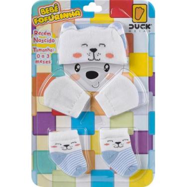 Imagem de Kit 3 peças Luva + Touca + Meia para Bebê Recém Nascido Fofurinha URSI