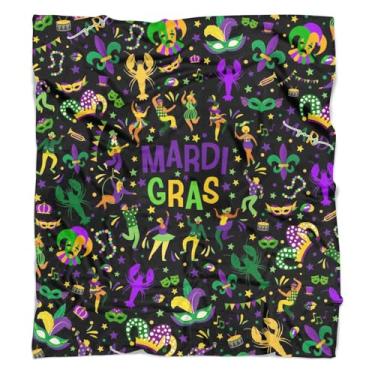 Imagem de Cobertor supermacio, aconchegante e de pelúcia para sofá e cadeira, cobertores de carnaval e mantas de carnaval (127 x 152 cm)