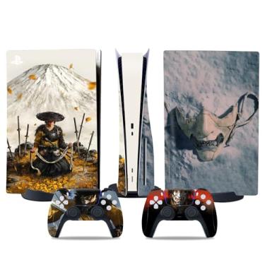 Imagem de MaD Vision Kit de película extradurável para PlayStation 5 (PS5) Disc | Conjunto de decalque de vinil fosco para console + 2 controles - para Ghost of Yotei Design