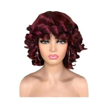 Imagem de Peruca Curta Afro Cacheada Com Franja Para Mulheres E Meninas, Peruca 