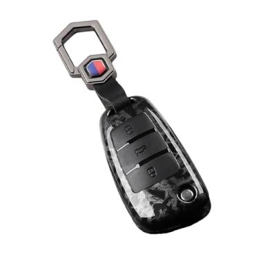 Imagem de Capa de chave de carro de fibra de carbono compatível com Audi A1 A3 A4 8P 8L 8V A5 B6 B7 A6 A7 C5 C6 Q3 Q5 Q7 4F S3 S4 S6 RS3 TT Chaveiro(FCarbon SetC)