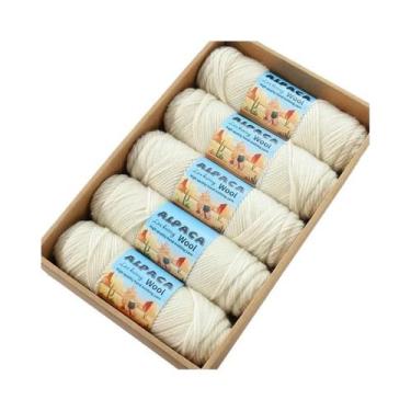 Imagem de Fio De Lã De Alpaca Grosso 500g 5 Meadas Para Tricô De Suéteres, Casac