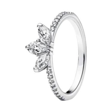 Imagem de Anel Feminino De Prata 925 Com Pentagrama Quadrado Tamanho 6 7 8 9 Joi