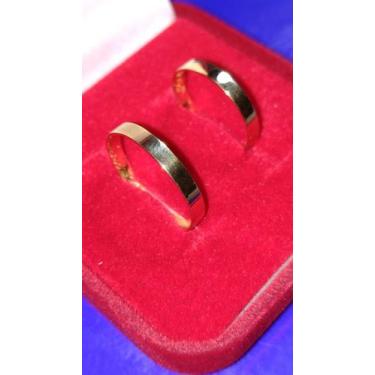Imagem de Alianças de Casamento Ouro par 18 Kilates brilhosa Maciça Maciças 3.20