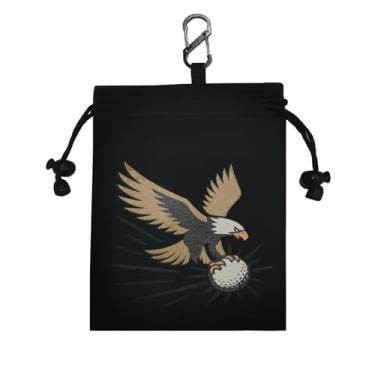 Imagem de HotTopStar Bolsa de objetos de valor de golfe, bolsa de bolas de golfe com cordões e clipe mosquetão, suporte para bolsa de golfe, bolsa de nylon impermeável, bolsa de armazenamento de golfe para