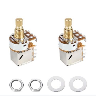 Imagem de Banworks Potenciômetros de guitarra push pull com rosca Full Brass A250K M8 tamanho métrico 18 estrias (15 mm de comprimento) Potenciômetros cônicos de áudio para guitarras Squier/Epiphone/Ibanez/ESP