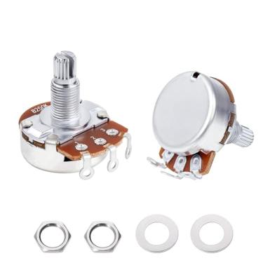 Imagem de Banworks Potenciômetros de alumínio B250K M8 de tamanho completo métricos com eixo longo dividido de 18 estrias (comprimento de 18 mm) com traseira selada para Epiphone Les Paul LP/SG Squier Strat