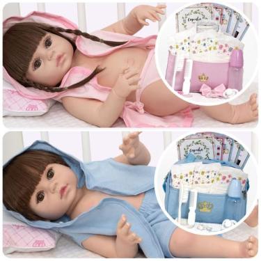 Imagem de 2 Bebe Reborn Gêmeos Menina Menino Lindo Enxoval Itens - Cegonha Rebor
