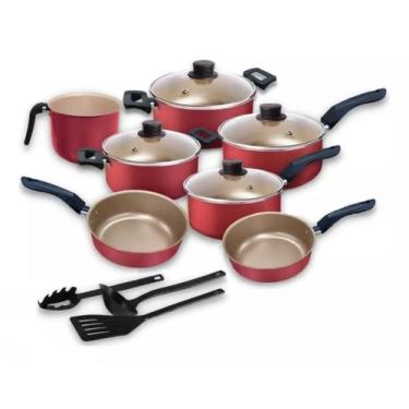 Imagem de Conjunto De Panelas 10 Peças Cereja Teflon e Tampa De Vidro - Marpal