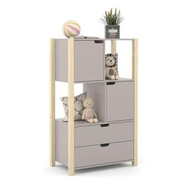Imagem de Armário Organizador Kids Liv Cinza Natural - Matic - Matic Moveis