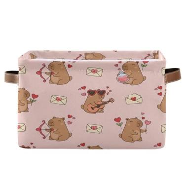 Imagem de Wassud Caixa de armazenamento de lona de capivaras de música com alças, cestas organizadoras dobráveis para armário, banheiro e decoração de casa, 1 pacote