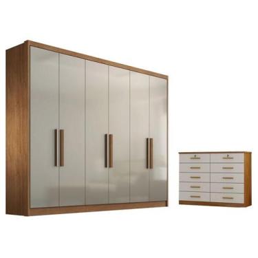 Imagem de Guarda Roupa Casal Linea e Gaveteiro Milão com Chave Cumaru 25 Fendi -