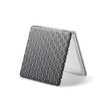 Imagem de OMIRO Espelho de ampliação 1X/3X, espelho compacto de pintura exclusiva com couro PU clássico (grade cata-vento dourada)