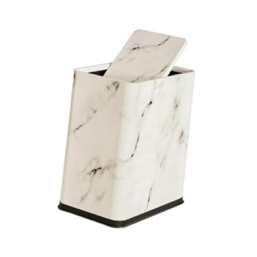 Imagem de MotiveTech Lixeira compacta e estreita com tampa para banheiro, sala de estar, casa, lavabo e restaurante, Branco