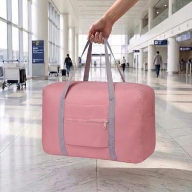Imagem de Bolsa de viagem leve e dobrável com manga para carrinho, bolsa de mão embaixo do assento para mulheres e homens – ideal para academia, pernoite e viagens aéreas, rosa, Esportes