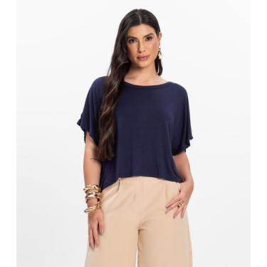 Imagem de Blusa Feminina com Manga Morcego Rovitex Azul, M, Azul