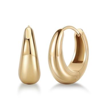 Imagem de QOBEBOTA Brincos de argola dourada, aço inoxidável cirúrgico, hipoalergênico, argolas prateadas, 0,5/0,7/2,3 cm, joias grossas, sem manchas, presentes de dia dos namorados, brincos femininos, 0.9 inch