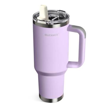 Imagem de SILICANICE Copo isolado de 1,134 g com tampa flip de canudo - 100% à prova de vazamento, aço inoxidável a vácuo de limpeza rápida | Sem BPA, compatível com alça e porta-copos - 24H frio, viagem