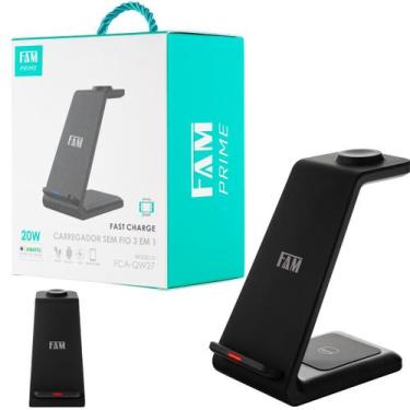 Imagem de Carregador Celular Relógio E Fone Vertical Wireless Sem Fio FAM 3 Em 1