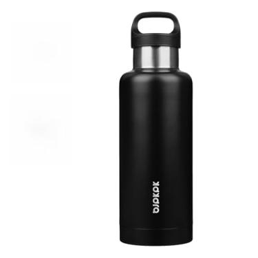 Imagem de BJPKPK Garrafa de água isolada de aço inoxidável de 947 ml com alça de parede dupla, garrafa isolada a vácuo, livre de BPA, preta