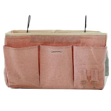 Imagem de Serlife Bolsa de armazenamento de cabeceira, organizador de cabeceira, suporte de revista para beliche, suporte de cama de hospital, livros, óculos, telefones (rosa)