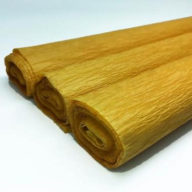 Imagem de Kit 5 Papel Crepom Artfloc 48cm x 2m, 19 Opções de Cores Lisa, Decoração e Artesanato (Amarelo Ouro)