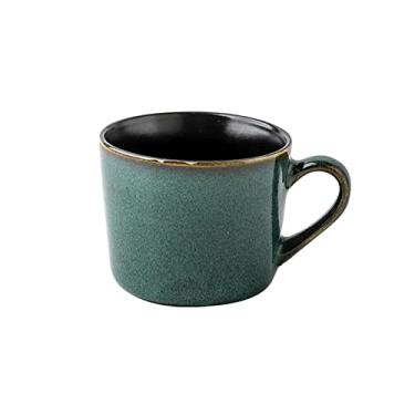 Imagem de Caneca de café moderna de cerâmica verde retrô de 350 ml para casa personalizada para escritório xícara de chá simples