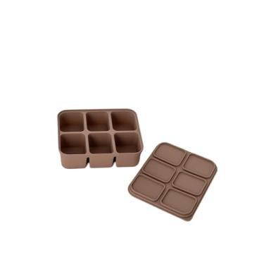 Imagem de Bandejas de silicone para cubos de gelo, 4/6/12 para freezer, mini quadrada, tampa para casa, restaurante, faça você mesmo (cáqui, pequeno)