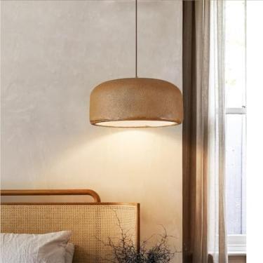 Imagem de Luminária pendente Wabi-sabi para mesa de jantar, estilo moderno e criativo, branca, com soquete E27, em imitação de pedra, estilo japonês, ideal para sala de jantar, quarto e sala de estar