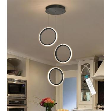 Imagem de Luminária pendente LED moderna com anel longo para escada, ideal para sala de estar, lustre de alumínio com regulagem de intensidade, estilo Xuanguan, perfeita para sala de jantar, quarto, e