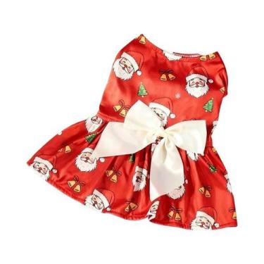 Imagem de Vestido Festivo De Natal Para Cães Com Laço, Saia Leve Para Cães De Pe