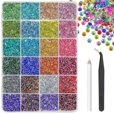 Imagem de 24 cores, 13800 peças, strass de resina de cristal de 3 mm para artesanato deslumbrante, pedras planas coloridas, amuletos para unhas, olhos, rosto, maquiagem, copos, garrafas, artesanato, roupas