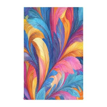 Imagem de xigua Conjunto de 1 panos de prato de cozinha de penas coloridas, macias e altamente absorventes de secagem rápida para limpeza de pratos e limpeza à mão, 71 x 45 cm