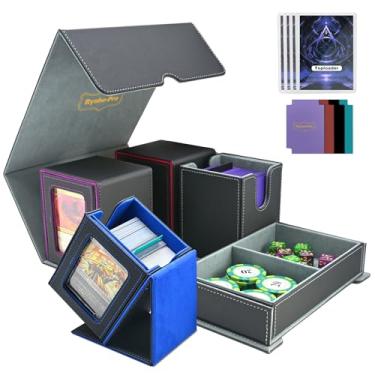 Imagem de RyshePro Caixa de baralho removível para cartões esportivos MTG Commander Display TCG, caixa de armazenamento de cartas colecionáveis 5 em 1, serve para mais de 400 cartas de manga dupla, 4 estojos de