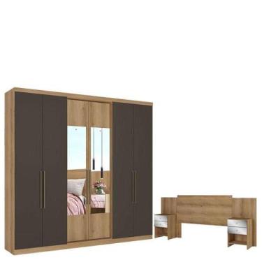 Imagem de Guarda Roupa Casal Passione Ultra Glass 6 Portas Capuccino Cacau E Cab