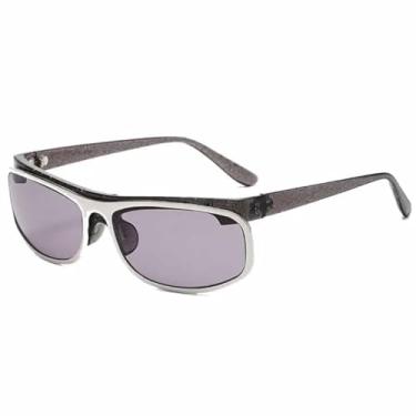 Imagem de HPIRME Óculos femininos com armação oval punk, estilo streetwear masculino, proteção UV400 (roxo).