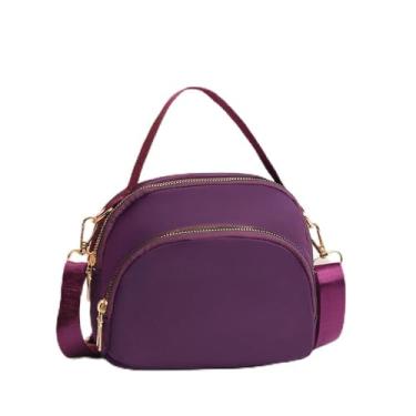 Imagem de Bolsa tiracolo pequena para mulheres, bolsa de ombro com 4 bolsos com zíper e alça ajustável para mulheres, bolsa feminina de ombro, Roxa, Bolsas transversais