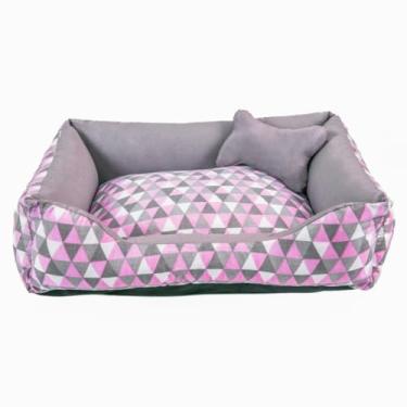 Imagem de CAMINHA PET 80 X 70 GG CAMA PARA CACHORRO ENCHIMENTO SILICONE COM ZIPER FUNDO IMPERMEAVEL(Geométrico Rosa/Cinza)