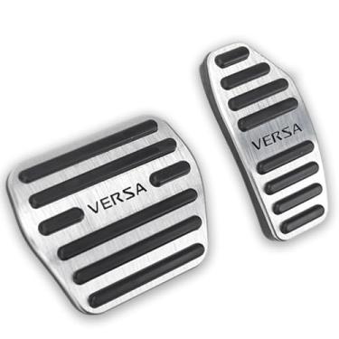 Imagem de LEXLEY 2 peças de pastilhas de pedal de freio a gás de alumínio antiderrapantes, capas de pedal de acelerador automático sem perfuração apenas para Nissan 2020-2025 Versa-Sliver