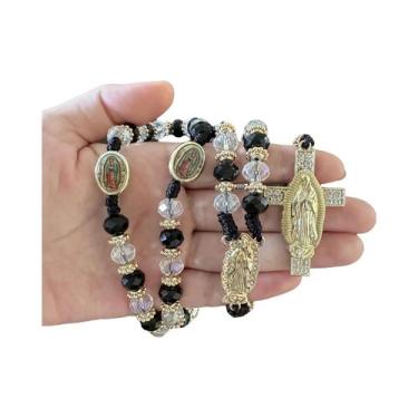 Imagem de Terço De Contas De Cristal Verde Com Pingente De Cruz De São Judas E V